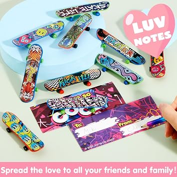 JOYIN 30 Packs Valentine's Day Mini Finger Skateboards with Cards, Classroom Exchange Gift for Kids, Kids Toys Party Favor, Classroom and Holiday Reward Prizes