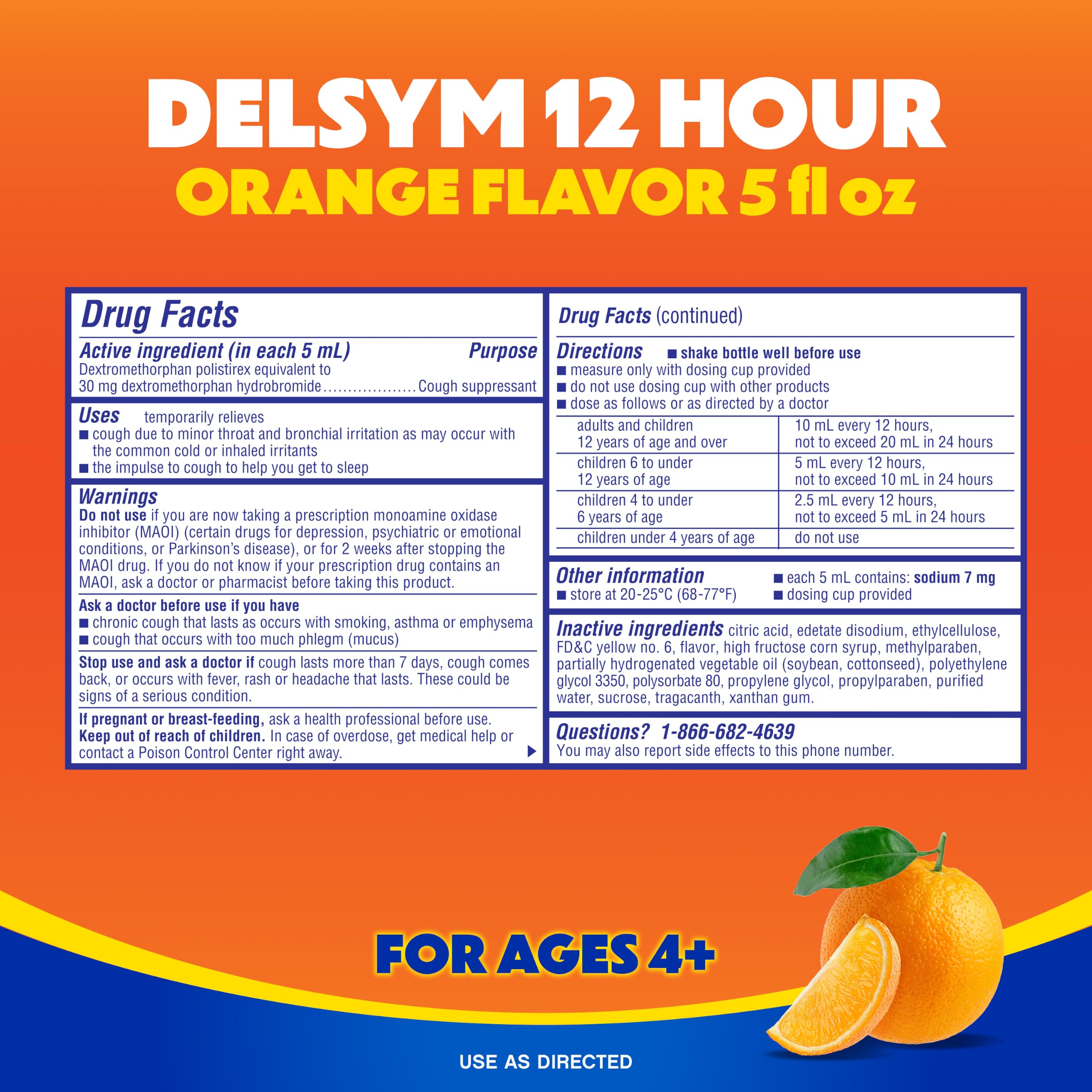 Delsym 12Hr Cough Medicine for Adults, Orange Flavor Cough Syrup, 5 FL OZ — Amazon image 5