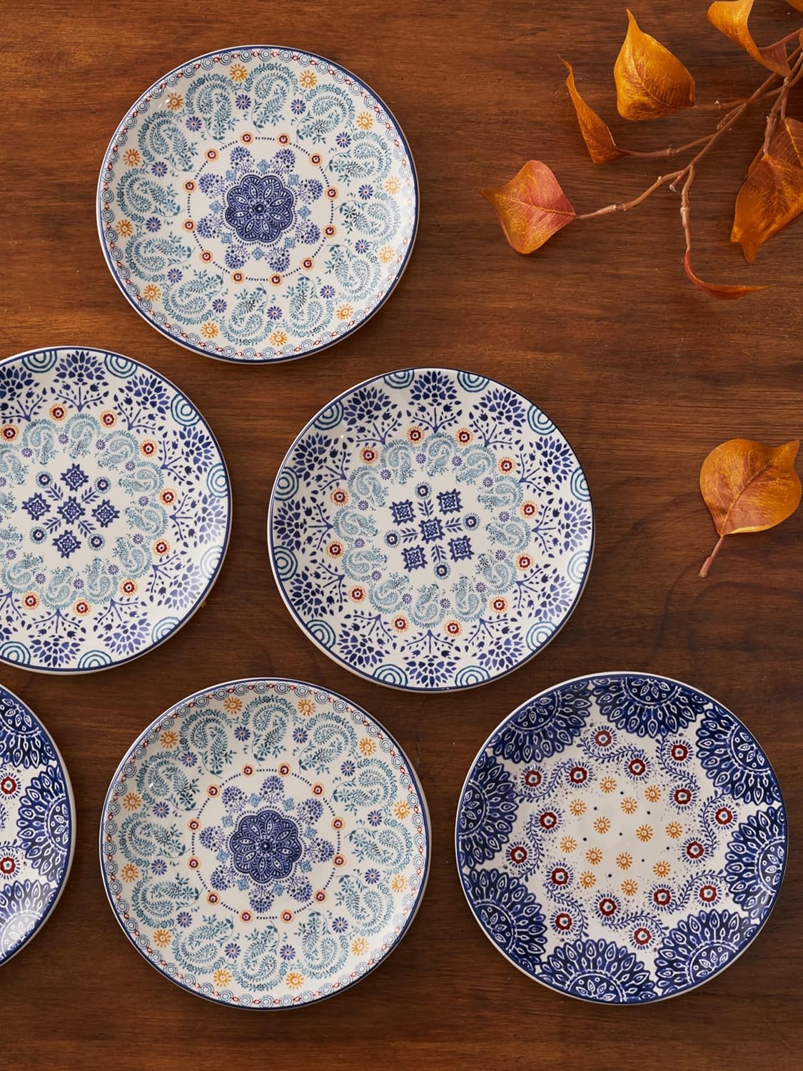 Bico Blue Talavera Appetizer Plates Set of 6, 6 Inch Small Ceramic Dessert Plates for Snacks, Salad, Tablescape, Microwave and Dishwasher Safe, Gift for Housewarming and Thanksgiving - Image 6