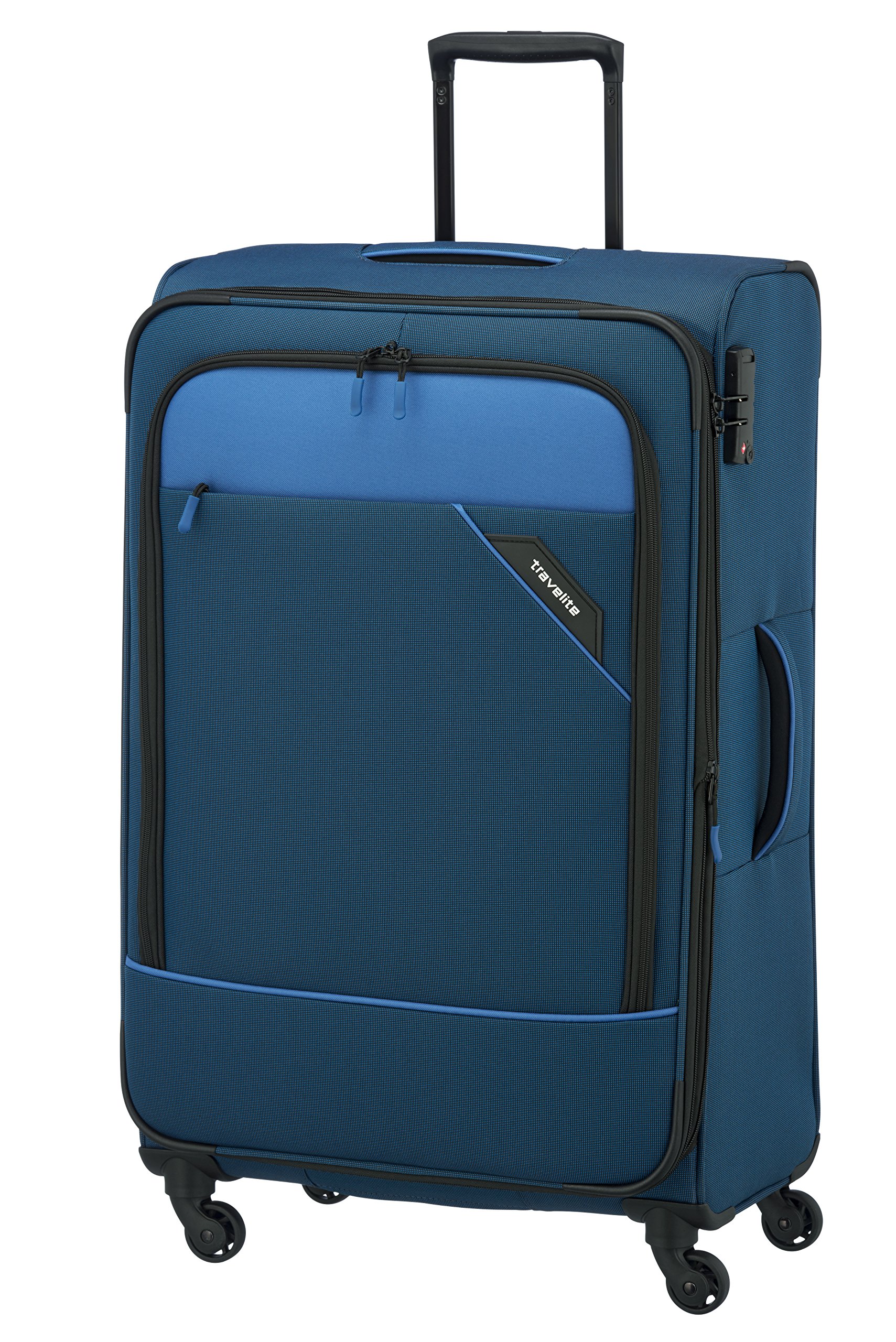 paklite Reisekoffer 4 Rollen, Weichschalen Rollkoffer groß, erweiterbar, Derby, Stilvoller Trolley mit Dehnfalte, TSA Schloss, 77 cm, 102-115 Liter