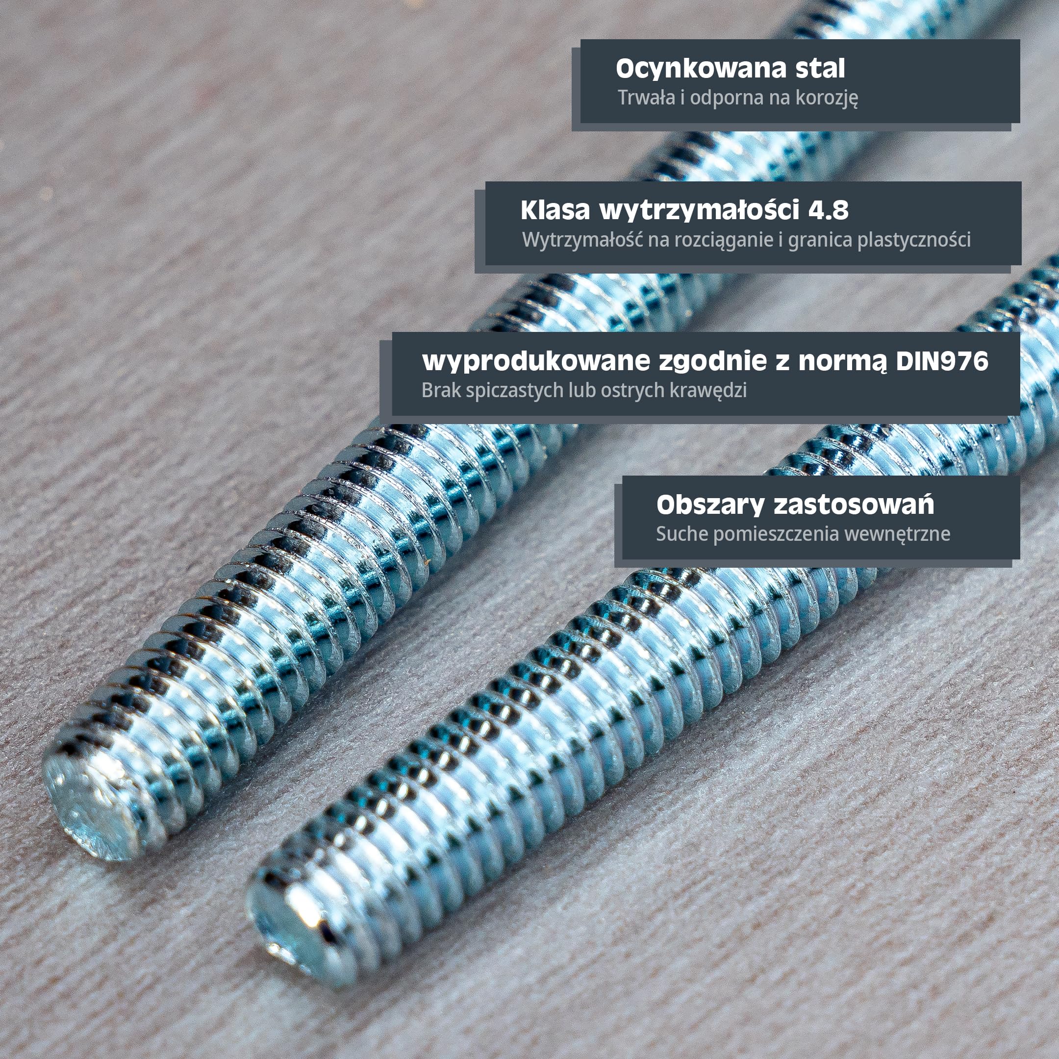 HELPMATE - Pręt gwintowany M6 x 330 mm ze stali ocynkowanej - 2 sztuki pręta gwintowanego z pełnym gwintem metrycznym - Trzpień gwintowany o klasie wytrzymałości 4.8, DIN 976
