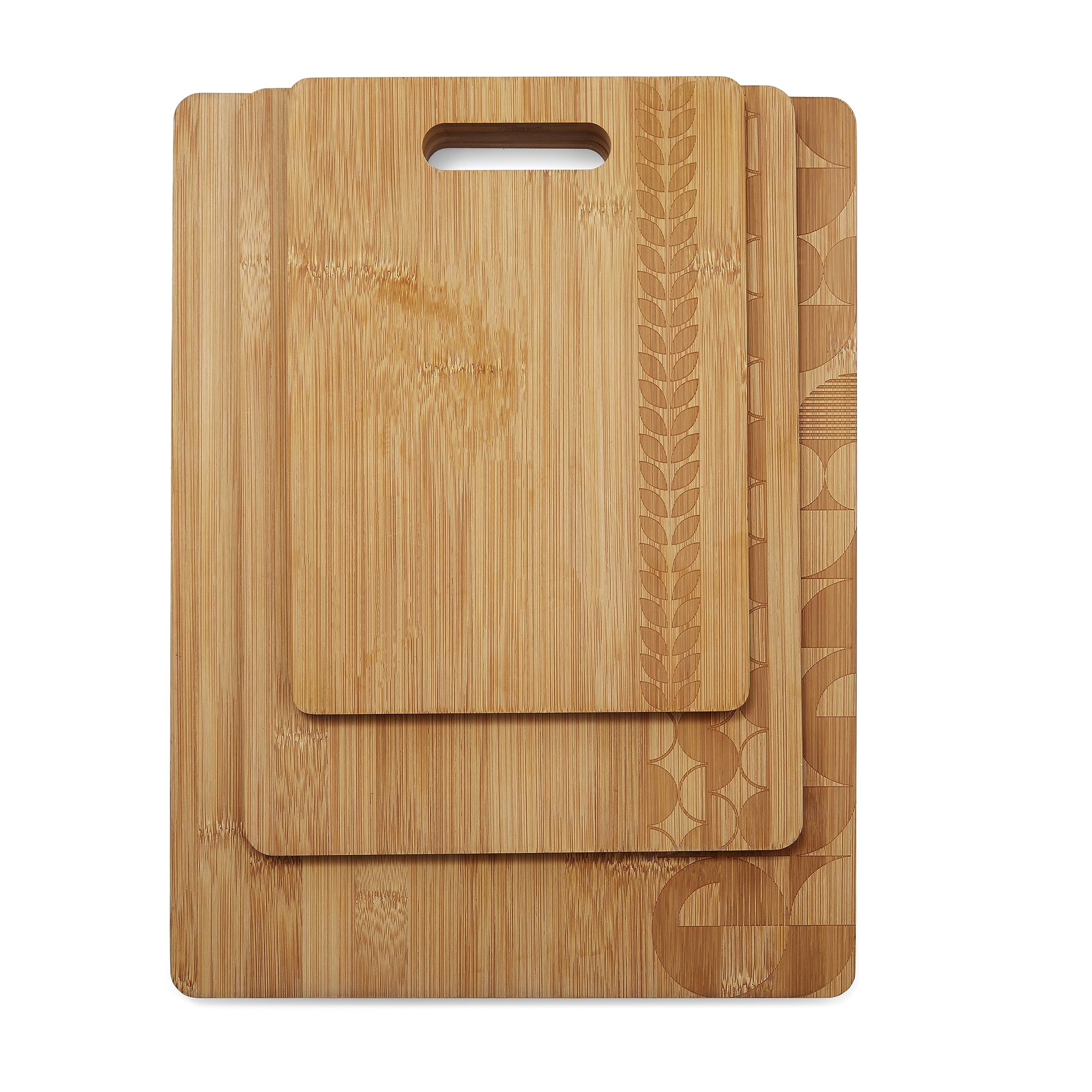 Cooksmart British Designed Set of 3 Wooden Chopping Boards | Wooden Chopping Board Ideal for All Types of Kitchen | Wood Chopping Boards Great for Chopping Meat & Veg - Bauhaus Geo