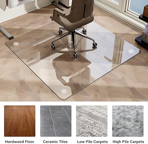 Miniatura 58 de Tapete para silla de 36 x 46 pulgadas, tapete para silla de oficina, tapete de vidrio templado para el hogar, oficina, alfombra, tapete transparente