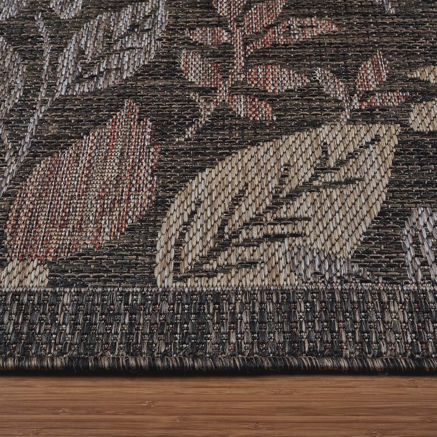Thomasville Nomad Flatweave Area Rug by Gertmenian - 8x10 Ft Large, Stain & UV Resistant Carpet, Deck, Patio, Poolside & Mudroom - Richie Brown, 26745