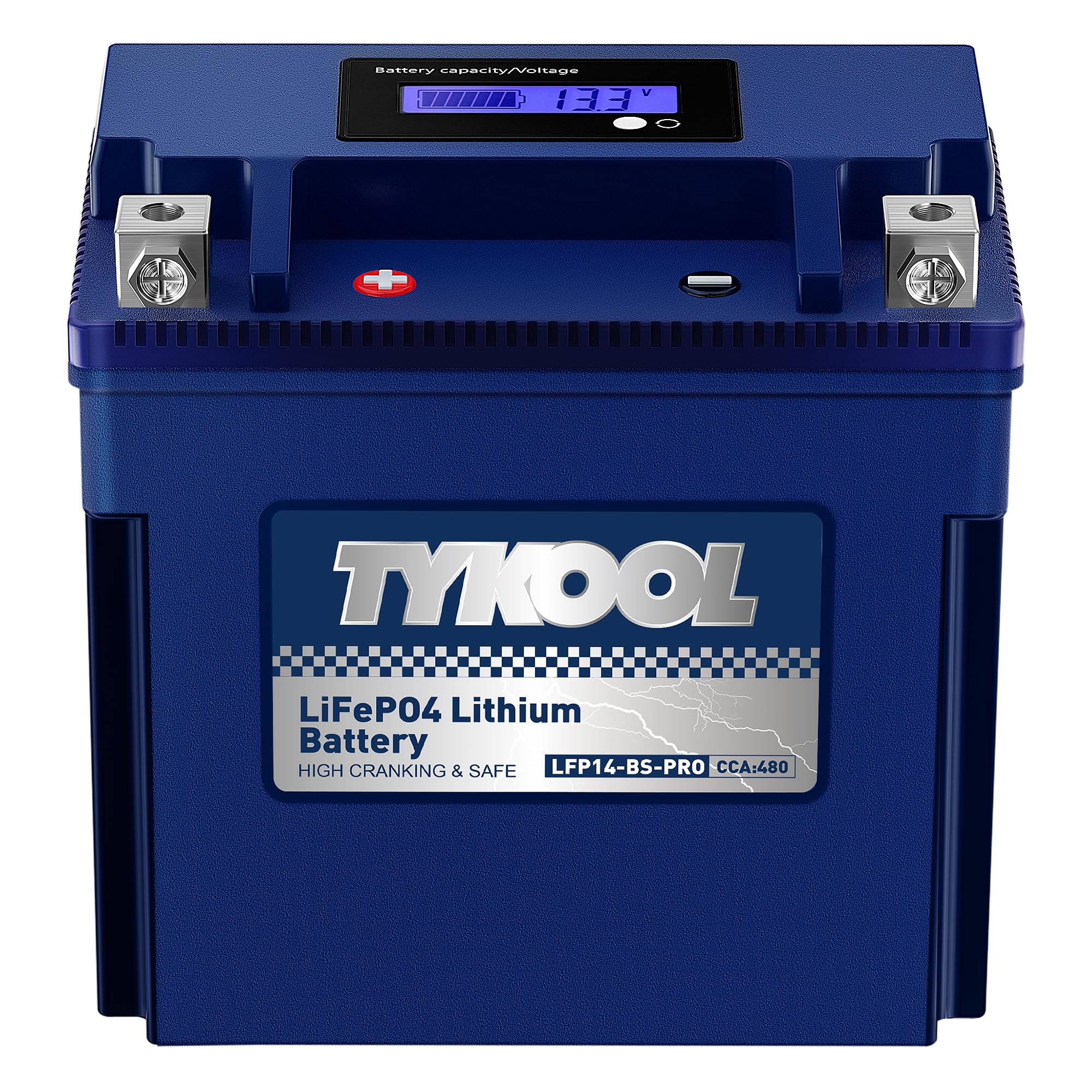 TYKOOL YTX14-BS/YTX14H/GYZ16H High Performance Lithium LiFePO4 Motorcycle Battery,480CCA,12V 8Ah,Fits for ATV,UTV,Jet Ski,Snowmobile,Quad,Tractor,Riding Lawn Mower,Polaris Battery