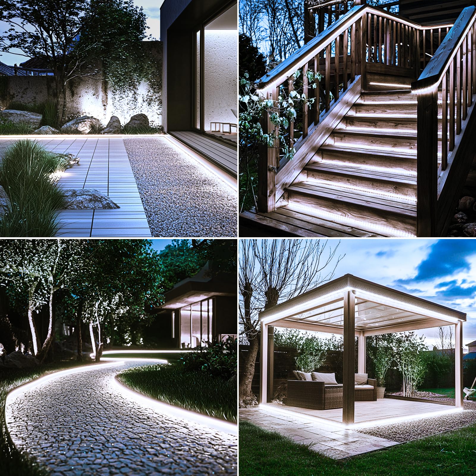echosari Bande lumineuse solaire à DEL pour extérieur, 10 m, 640 DEL avec télécommande et 8 modes, lumières solaires de jardin étanches pour clôture, porche, tonnelle, cour, arbres, décoration