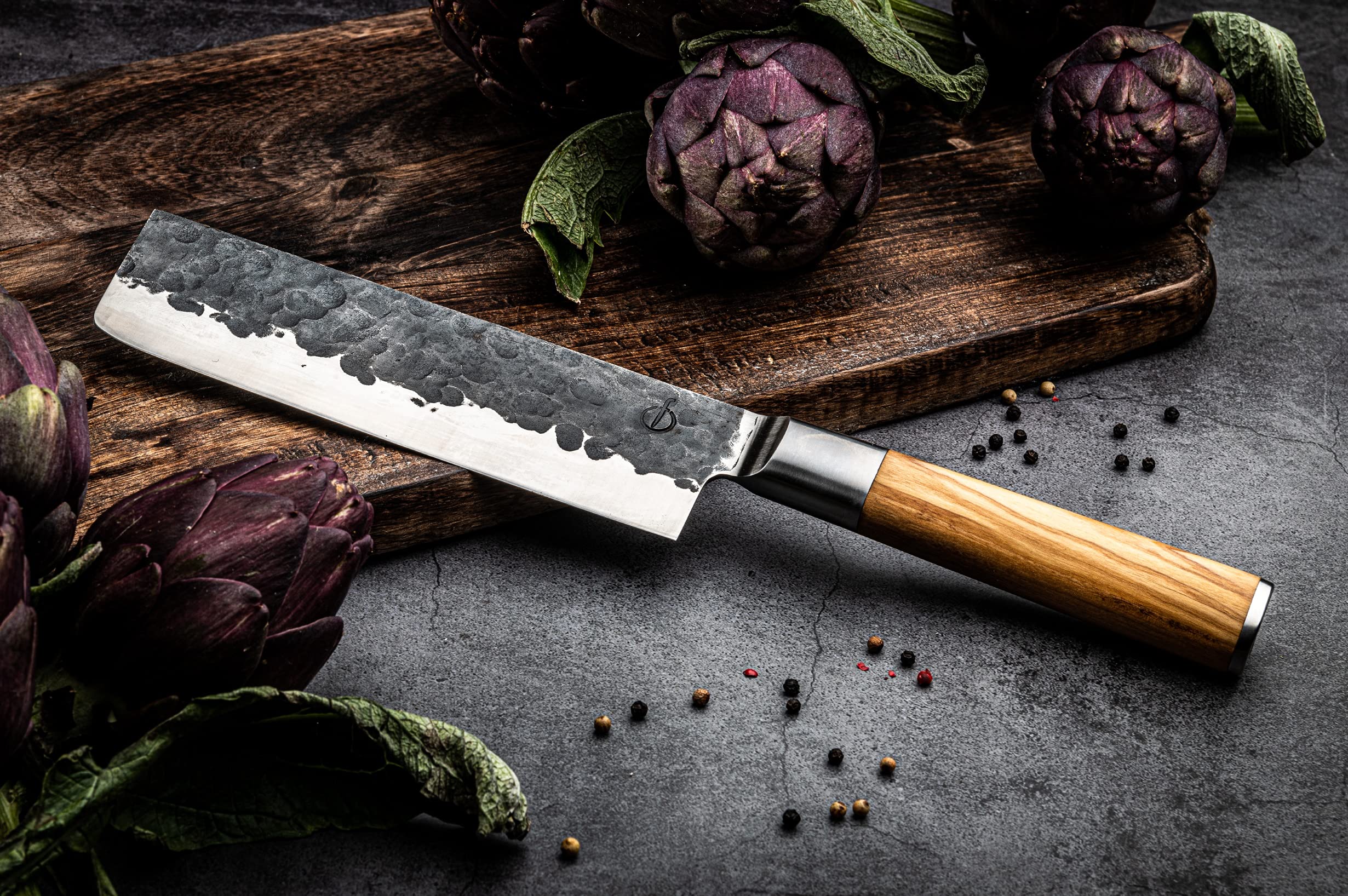 Forged mannaia Olive 17cm, fatti a mano, in scatola di legno