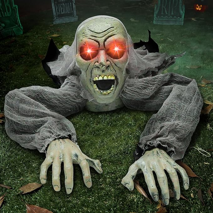 JOYIN Zombie Halloween Decoration Outdoor Groundbreaker with Sound and Flashing Eyes
