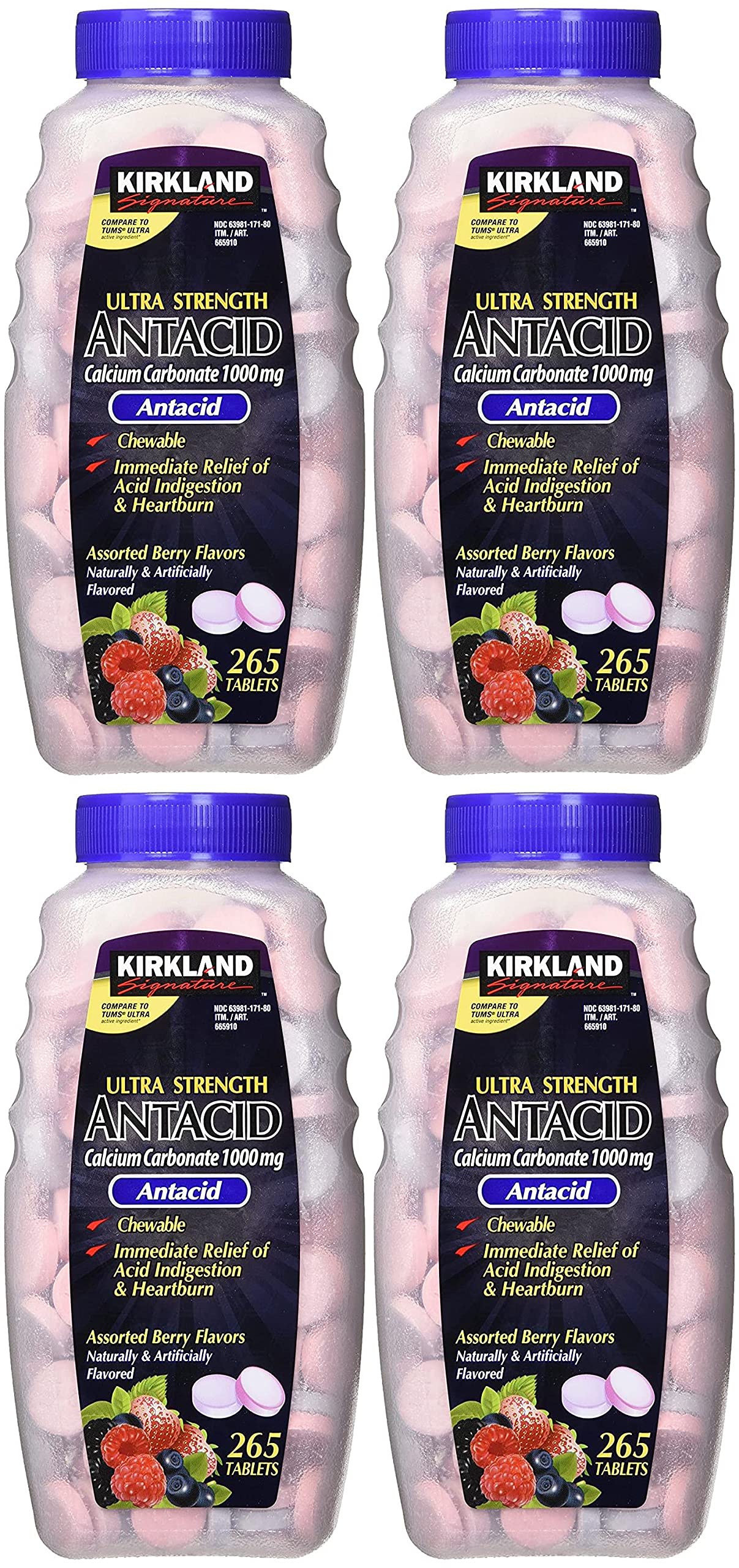 Kirkland Signature Chewable Ultra Strength Antacid / Calcium SUpplement 1000mg 265 ct - 2pk Pack of 