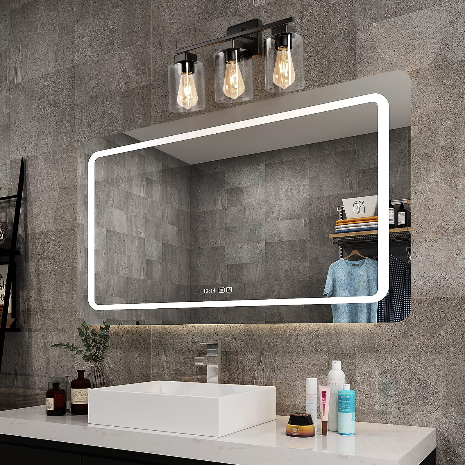 Espird Black Bathroom Light fixtures,UL Certified 3 Lights Farmhouse Light fixtures for Bathroom Above Mirror,Matte Black Vanity Light,Modern Wall Light Fixtures, Vanity Lighting Fixtures