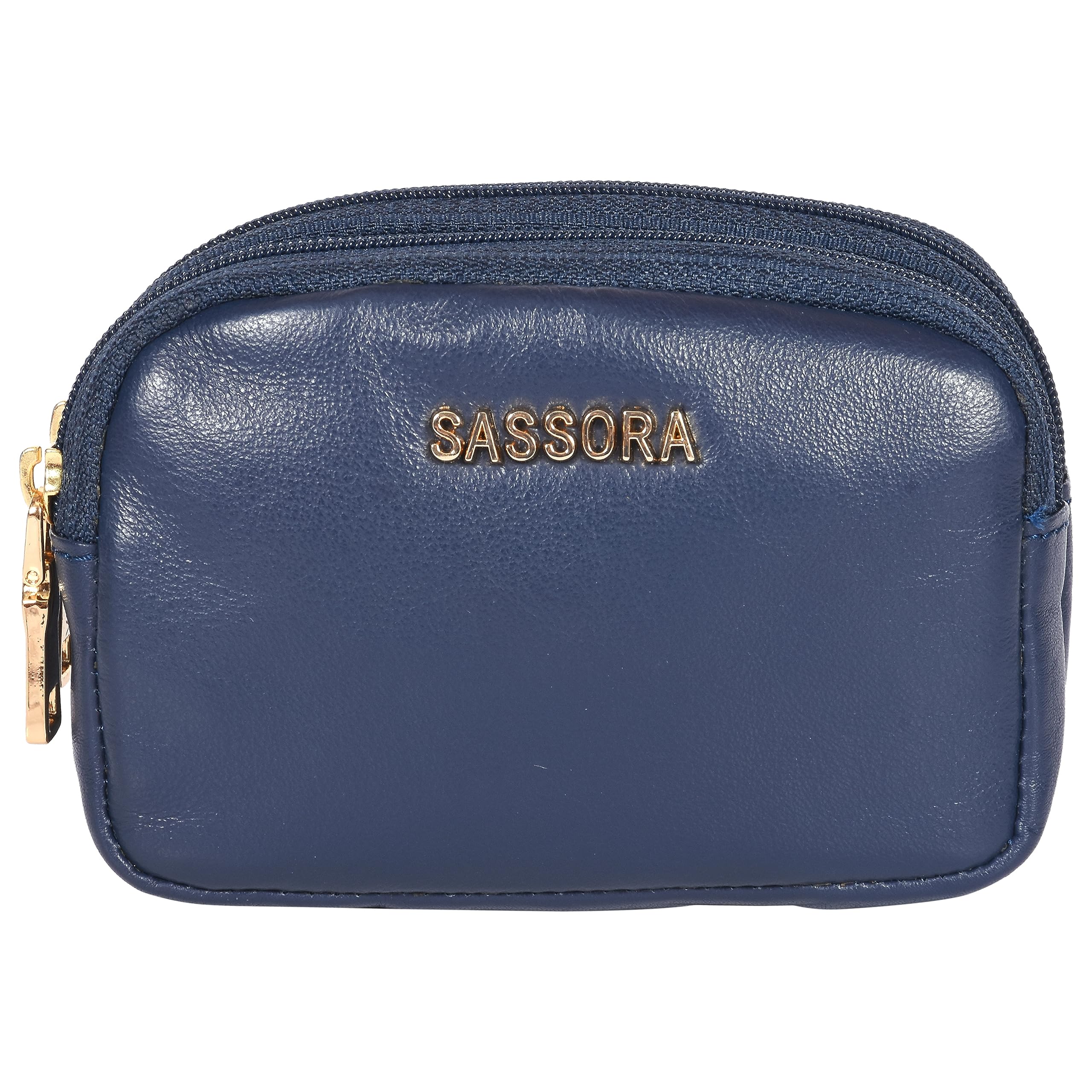 Sassora Genuine Leather Women Coin Pouch (Blue)