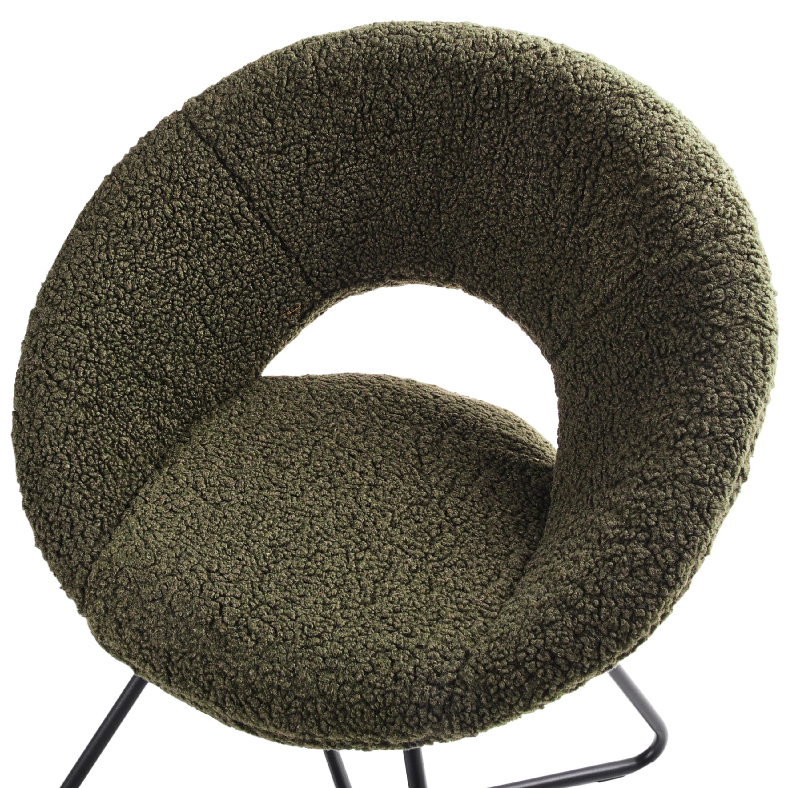 Beliani Sessel rund Bouclé grün mit schwarzem Metallgestell Kufen Glamourös Retro Rachel