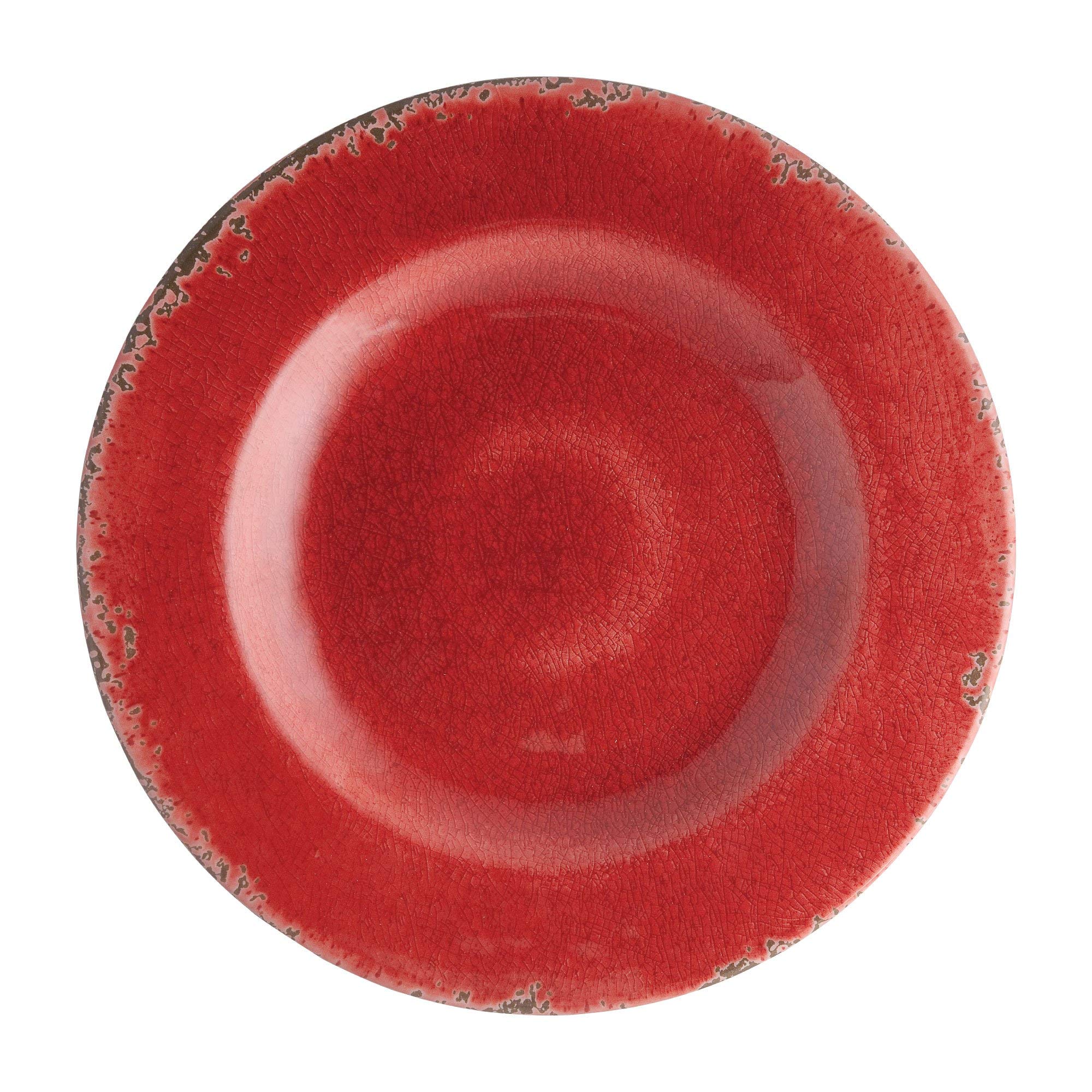 UP Vajilla de melamina de 12 piezas, incluye platos llanos, platos de ensalada, cuencos, servicio para 4 personas, color rojo