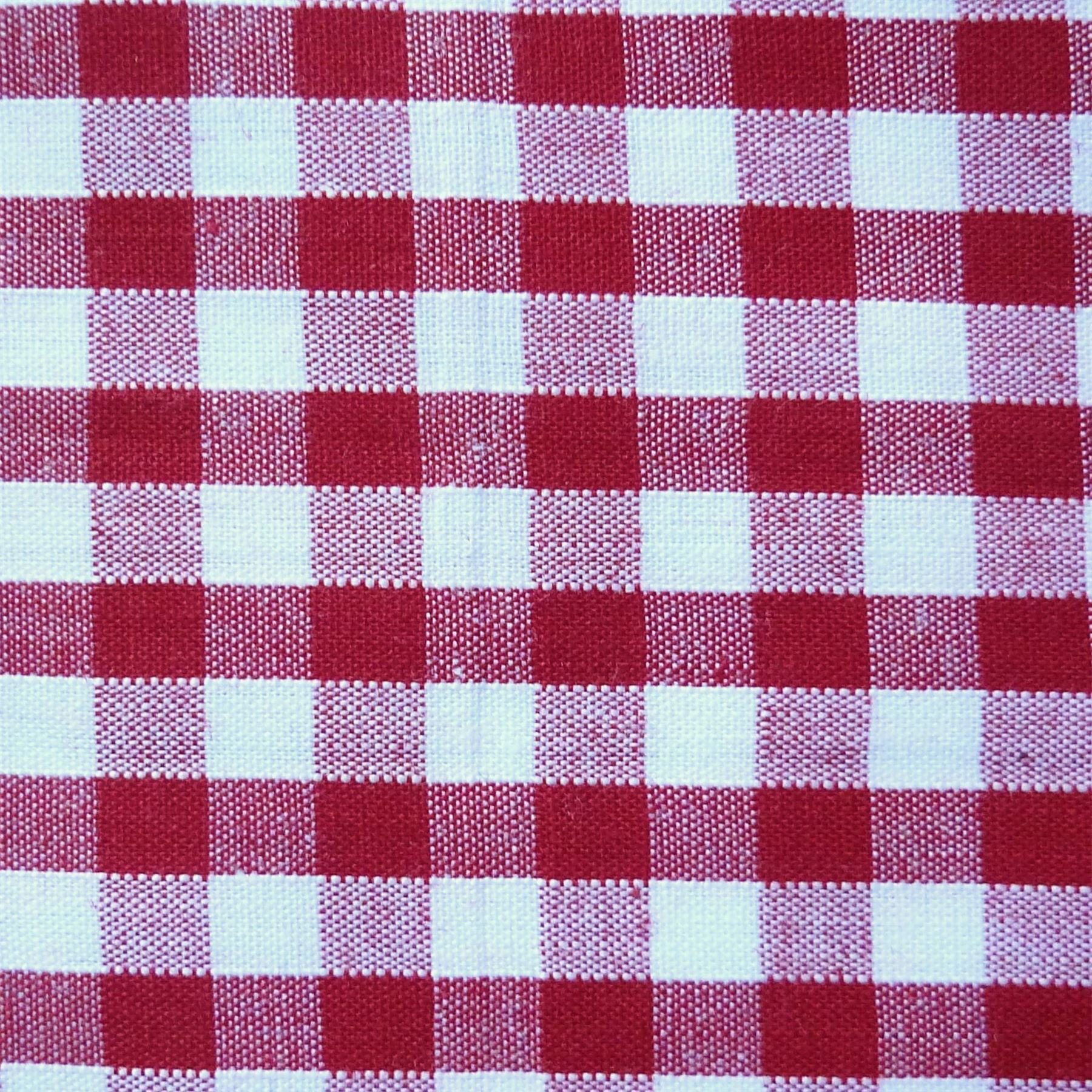 Red & White 1/4" (7 mm) Corded Gingham Polycotton Fabric (Per Metre)