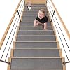 30X8 Inch Stair Mat, 15 Pack Comfortable Stair Treads for Wooden Steps, Non-Slip Stair Runner with Rubber Backing for Elderly, Children and Dogs Dark Grey