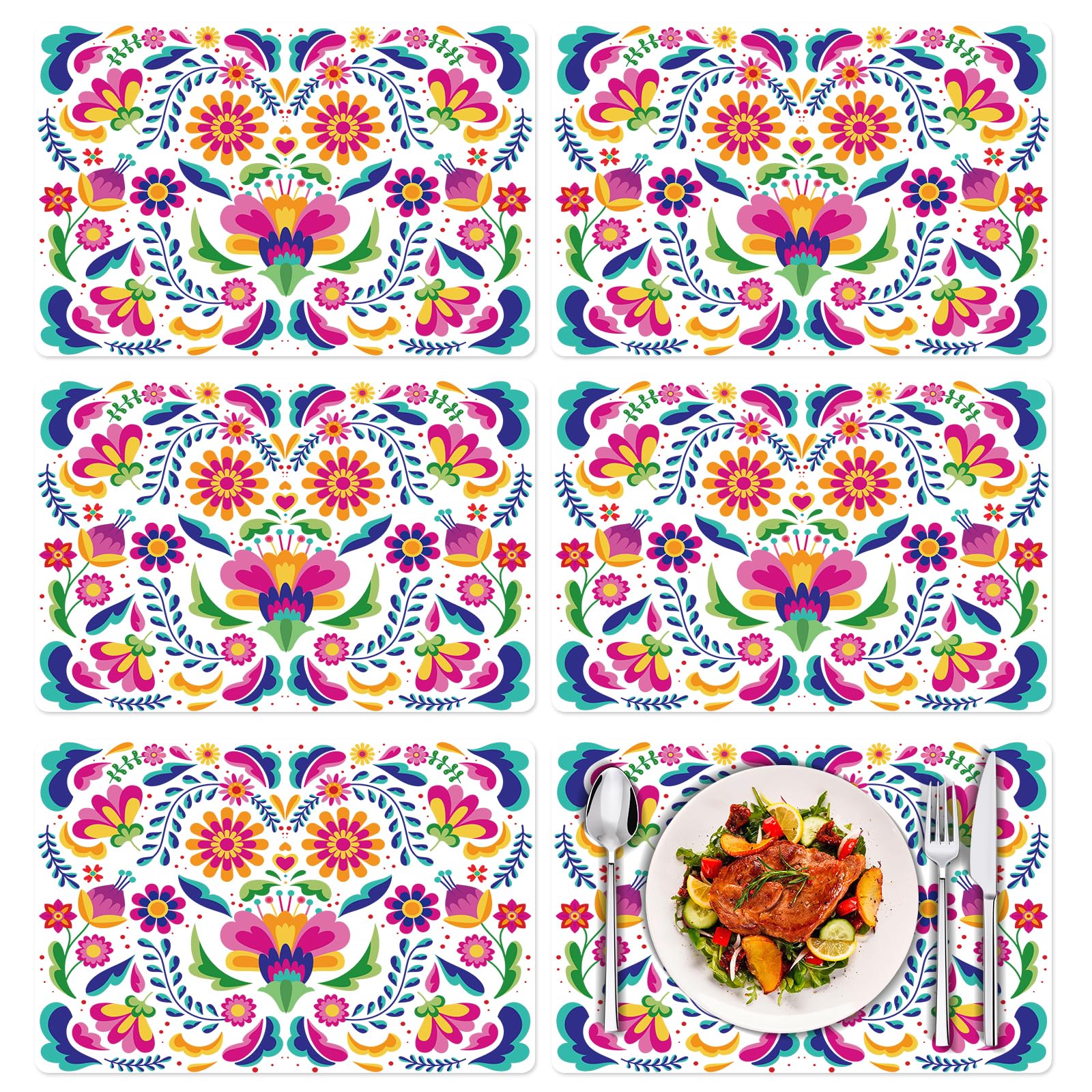 Sets de table cuisine motif floral mexicain Jour des morts