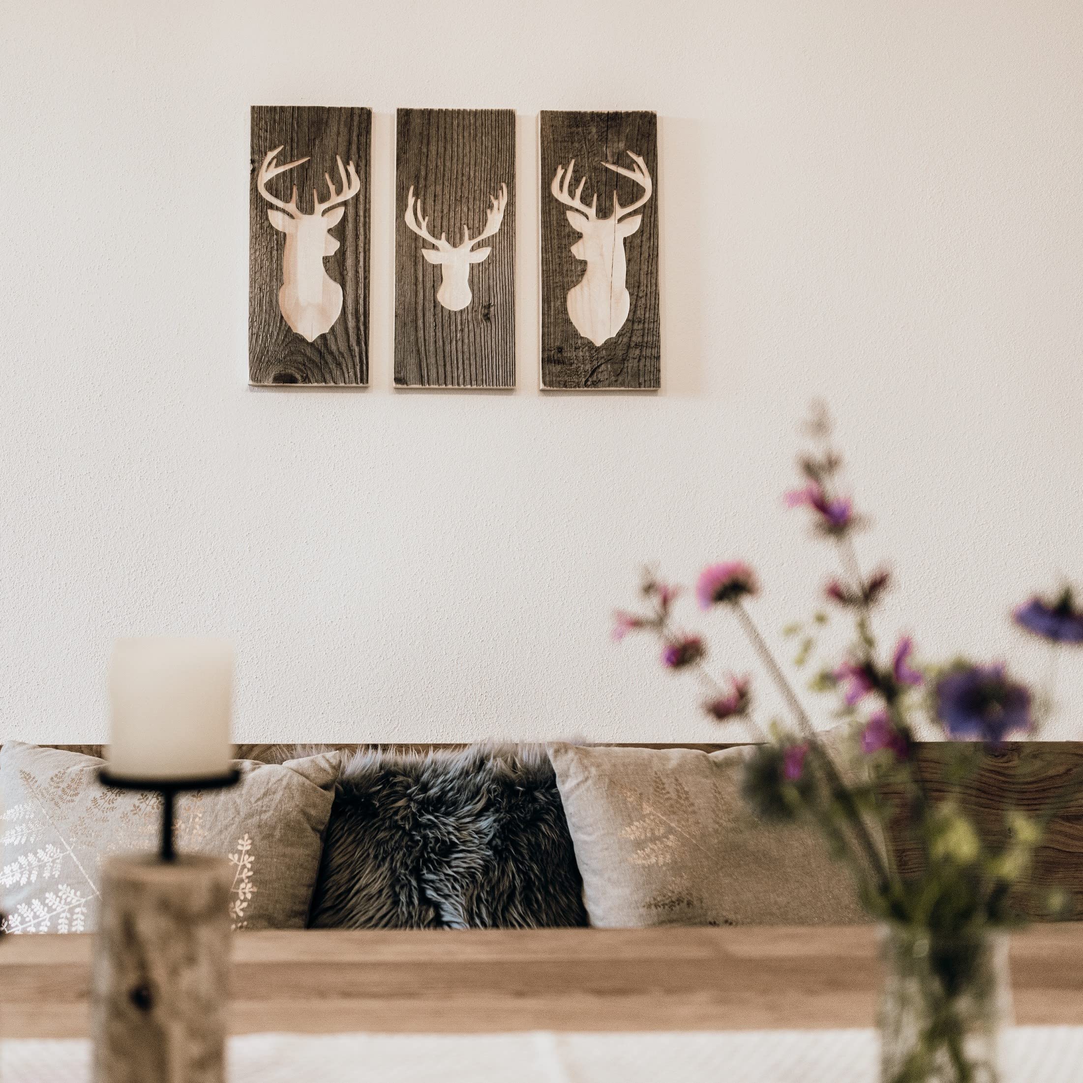 Tapisserie Murale Vintage Cerfs Et Glands - Panneau Tissé Français Multicolore - Sovali