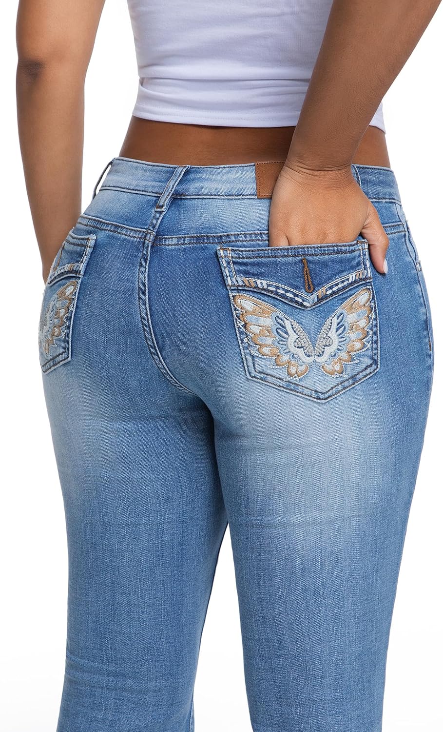 Stretchy Ripped Jeans Womens, Distressed Jeans for Women, Bootcut Jeans, Butt Lifting, Tummy Control, Mid Rise - Image 4