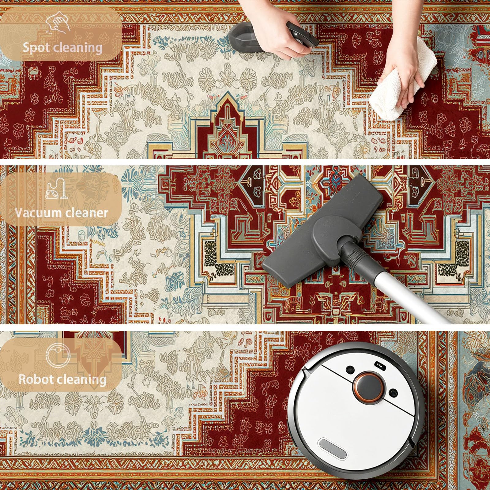 Dywan do salonu, sypialni, 160 x 230 cm chiński orientalny, można prać w pralce antypoślizgowy krótki włos - geometryczny wzór do jadalni, przedpokoju