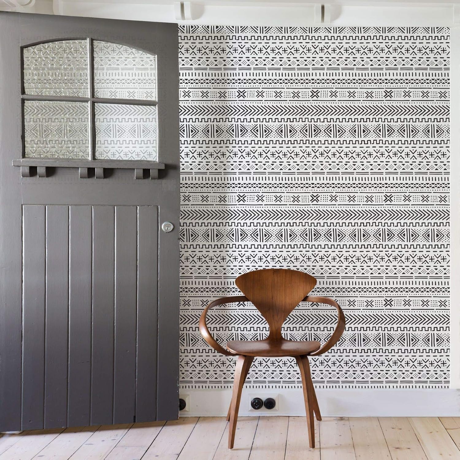 Mudcloth Wall Stencil – Large Stencils for Painting Walls – Try Stencils Instead of Wallpaper – Modern Stencils for Wall Painting – Stencil Designs for DIY Home Décor