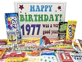 RETRO CANDY YUM ~1977 49th Birthday Gift Box Classic Nostalgic Candy from Childhood for 49 Year Old Man or Woman Born 1977