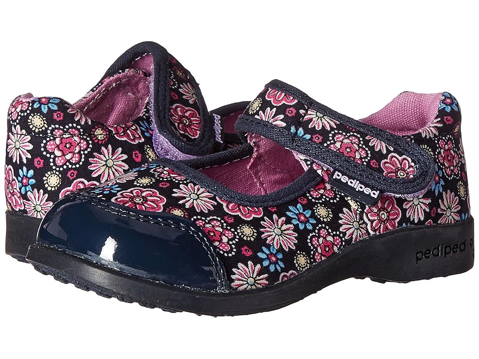 

pediped Becky Flex (Toddler/Little Kid) (Navy Floral) Girl's Shoes