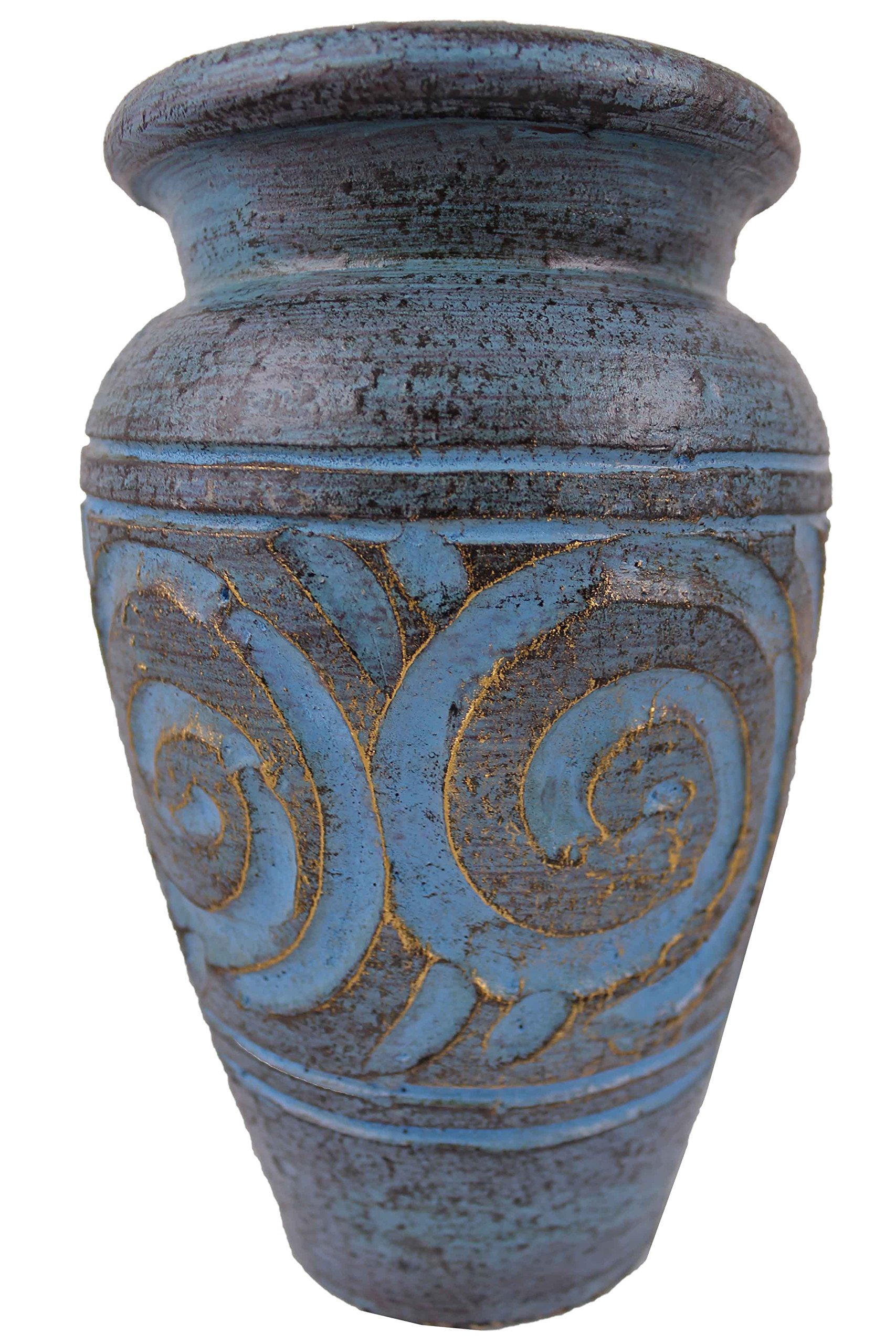 Vase en terre cuite turquoise pour salon chaleureux