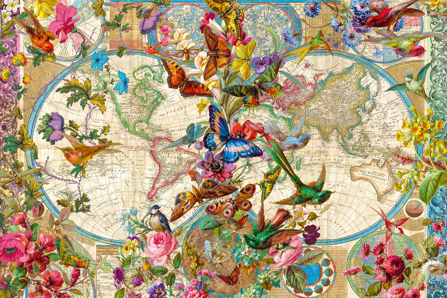 Ravensburger - Puzzle Mapa Mundi: Flora y Fauna, Puzzle 3000 Piezas, Puzzles para Adultos y Niños, Puzzle 3000 Piezas Adultos, Pegamento Puzzle para Enmarcar puzzles, Rompecabezas Adultos, 121x80cm