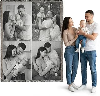 Custom Photo Woven Blanket – Personalized Picture Blanket Made in USA, 1...