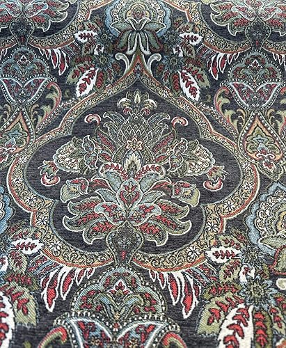 Miniatura 4 de Tapicería Damasco Swavelle Elowen Dark Multi Chenìlle Tela por The Yard