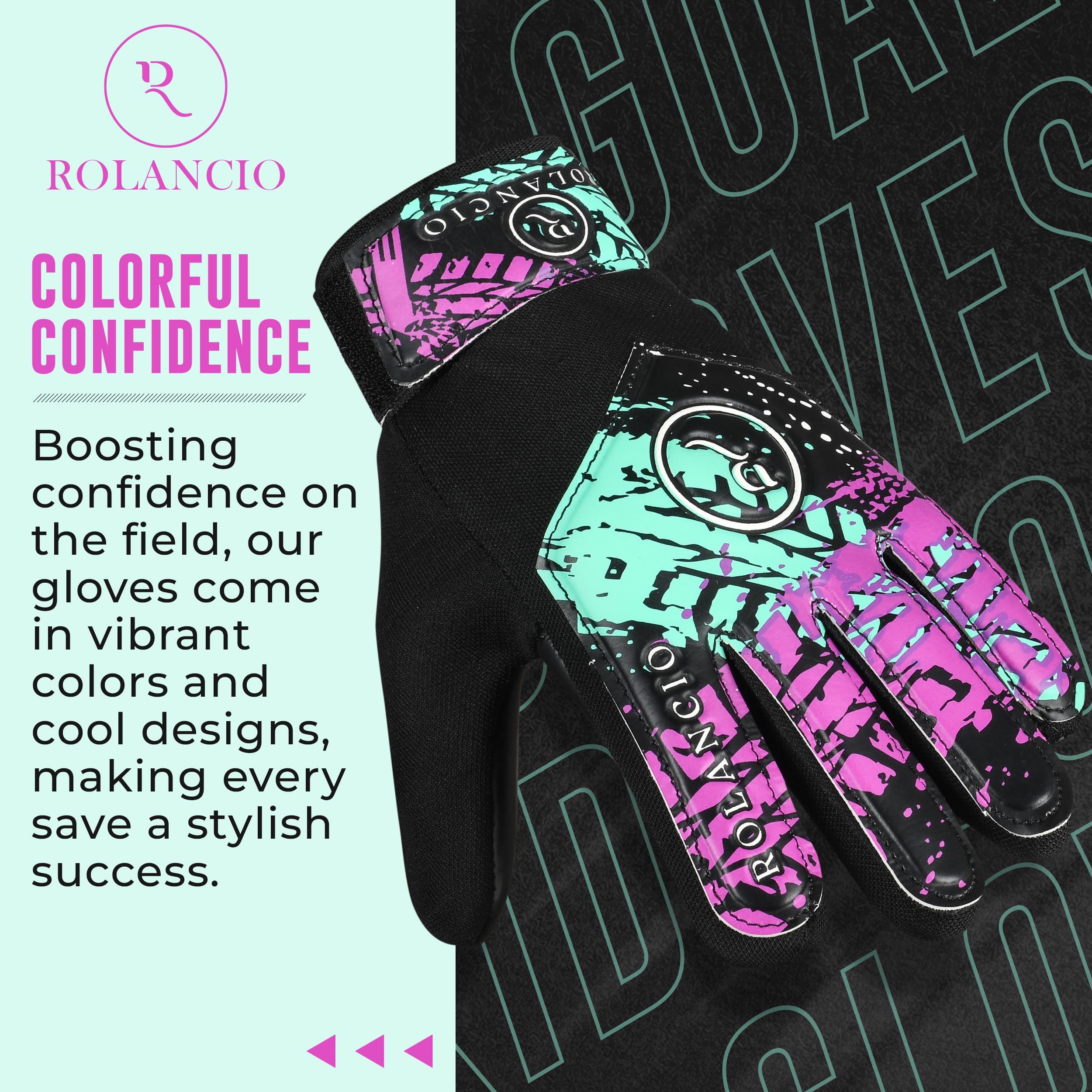 ROLANCIO Goalkeeper Gloves, Black, 03 - Image 3