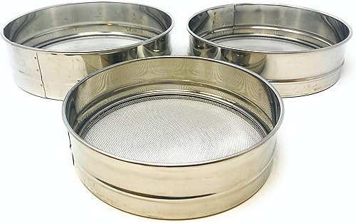 Miniatura 3 de Tamiz de acero inoxidable ~ Juego de 3 ~ para harinas, semillas, frijoles y lentejas – Tamaños 6.7", 7.5", 8.25" por Rani Brand