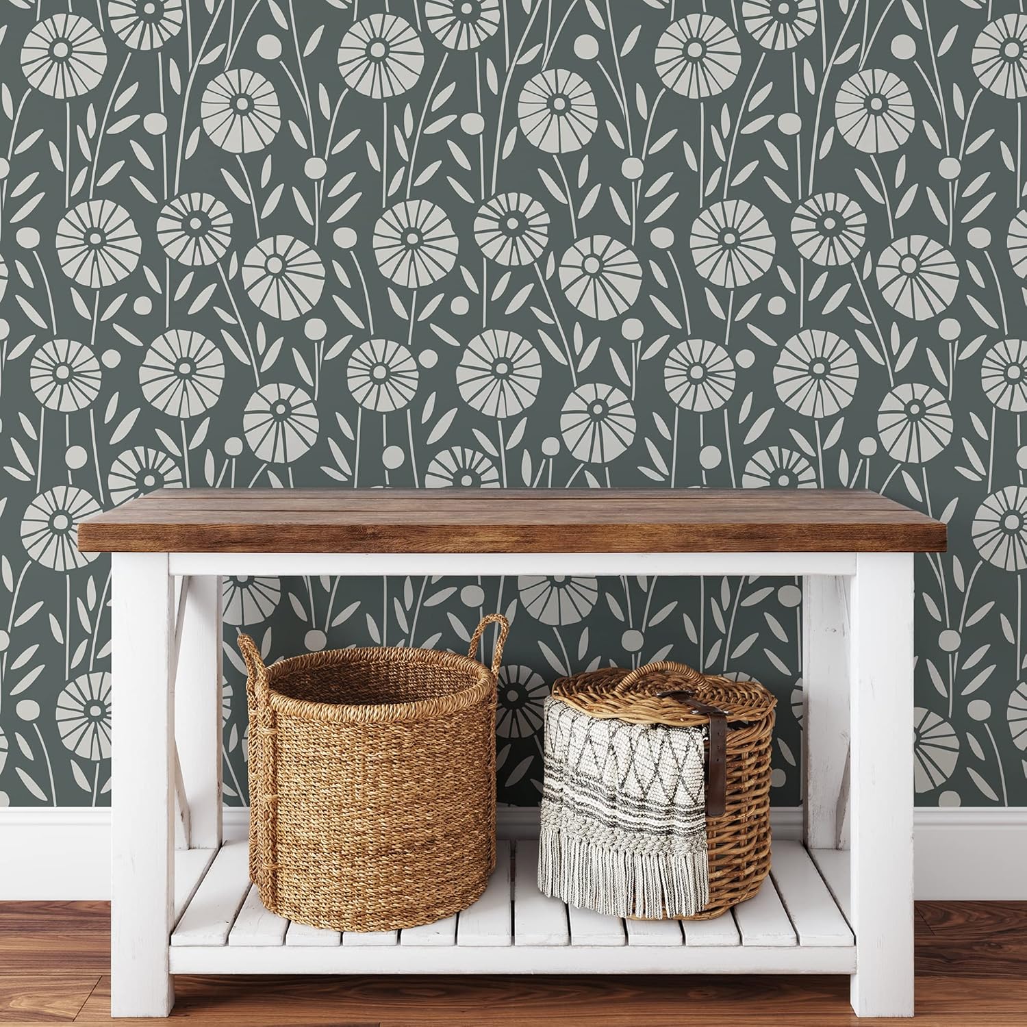 Posies Garden Pattern Wall Stencil - Add A Designer Touch to Your Home - Garden Stencil, Wall Stencil Ideas, Stencil for Walls, Large Wall Stencils