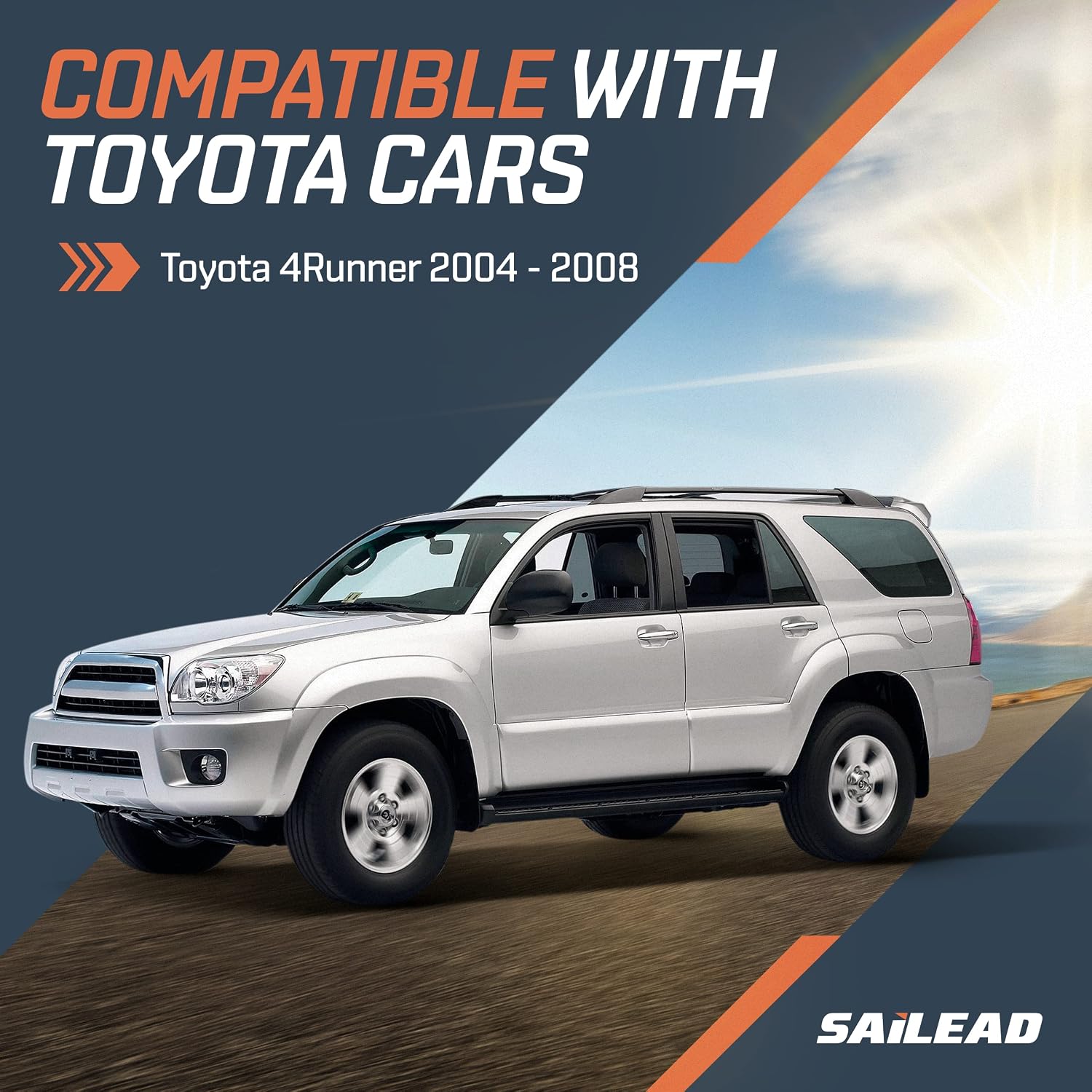SAILEAD Left Driver Side Sun Visor Replacement Compatible with Toyota 4Runner 2004 2005 2006 2007 2008 Without Light, 74320-3D050-B0, Grey