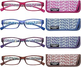 Madison Avenue 4 Pack Multicolor Blue Light Blocking Reading Glasses for Women Spring Hinge +2.0