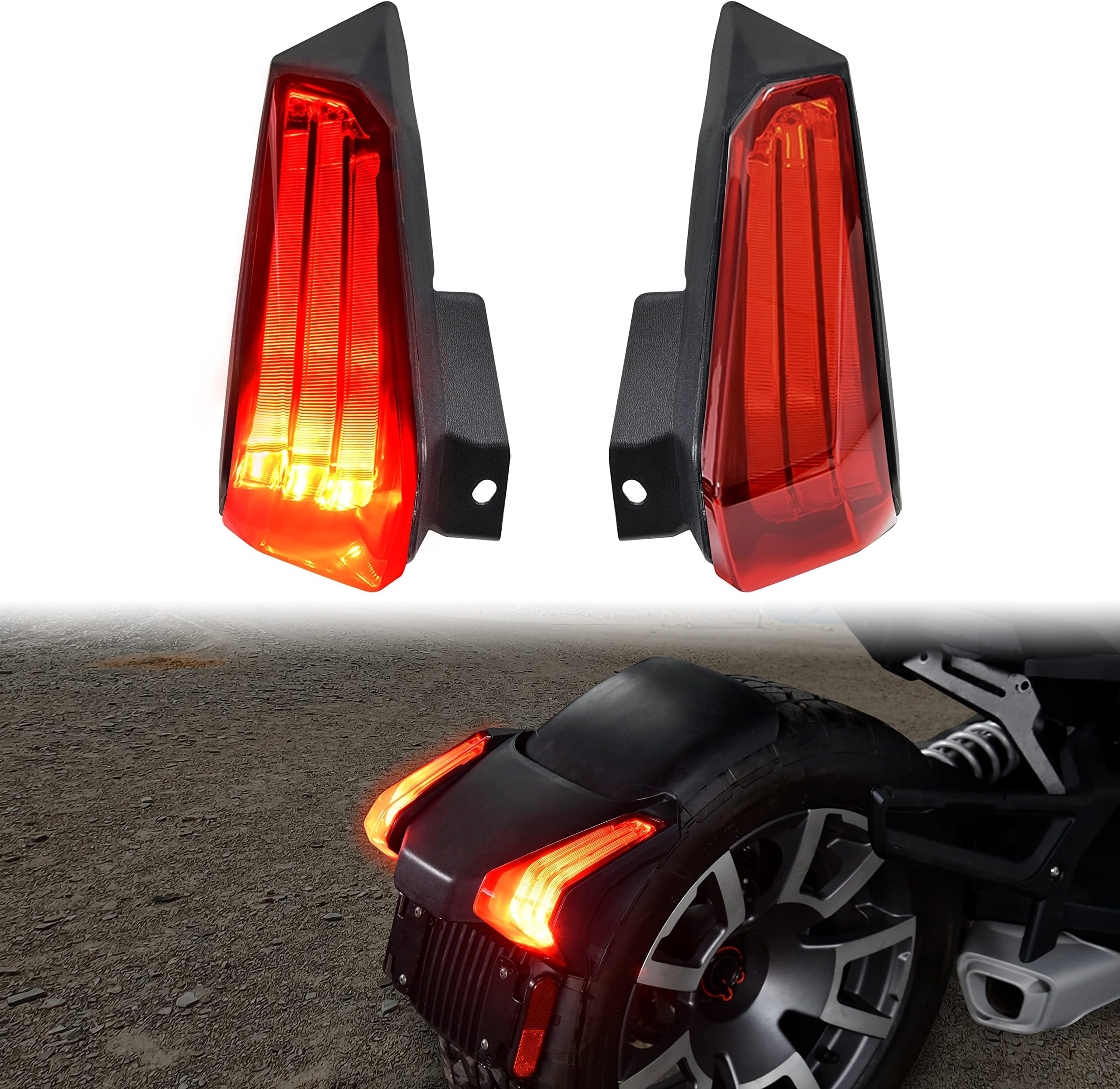 SAUTVS LED Taillights for Can Am Ryker 600 900 19-24, LED Red Tail Lights Brake Light Taillights for Can-Am Ryker 600 900 & Ryker Rally 2019-2024 Accessories (2PCS, Replace #710005284, 710005285)