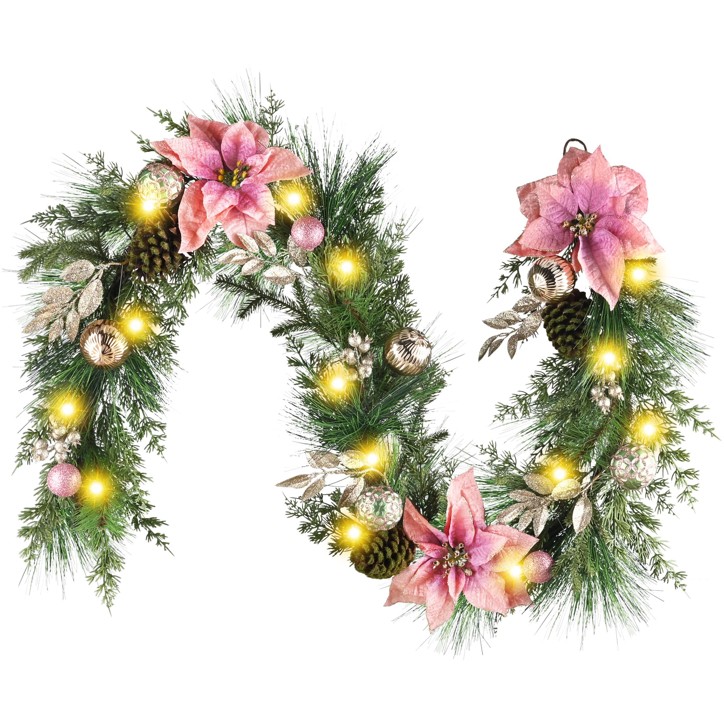 Guirlande de Noël avec lumières pour décoration de cheminée chic