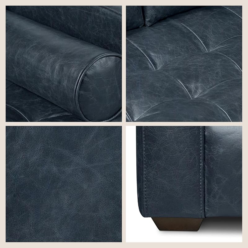 Poly & Bark Napa 82" Leather Pull‑Out Sleeper Sofa – Full‑Grain Italian Leather Upholstery,Tri‑Layer Mattress & Storage Console –Sophisticated Multi‑Functional Sofa Bed for Living Rooms & Guest Spaces image 6