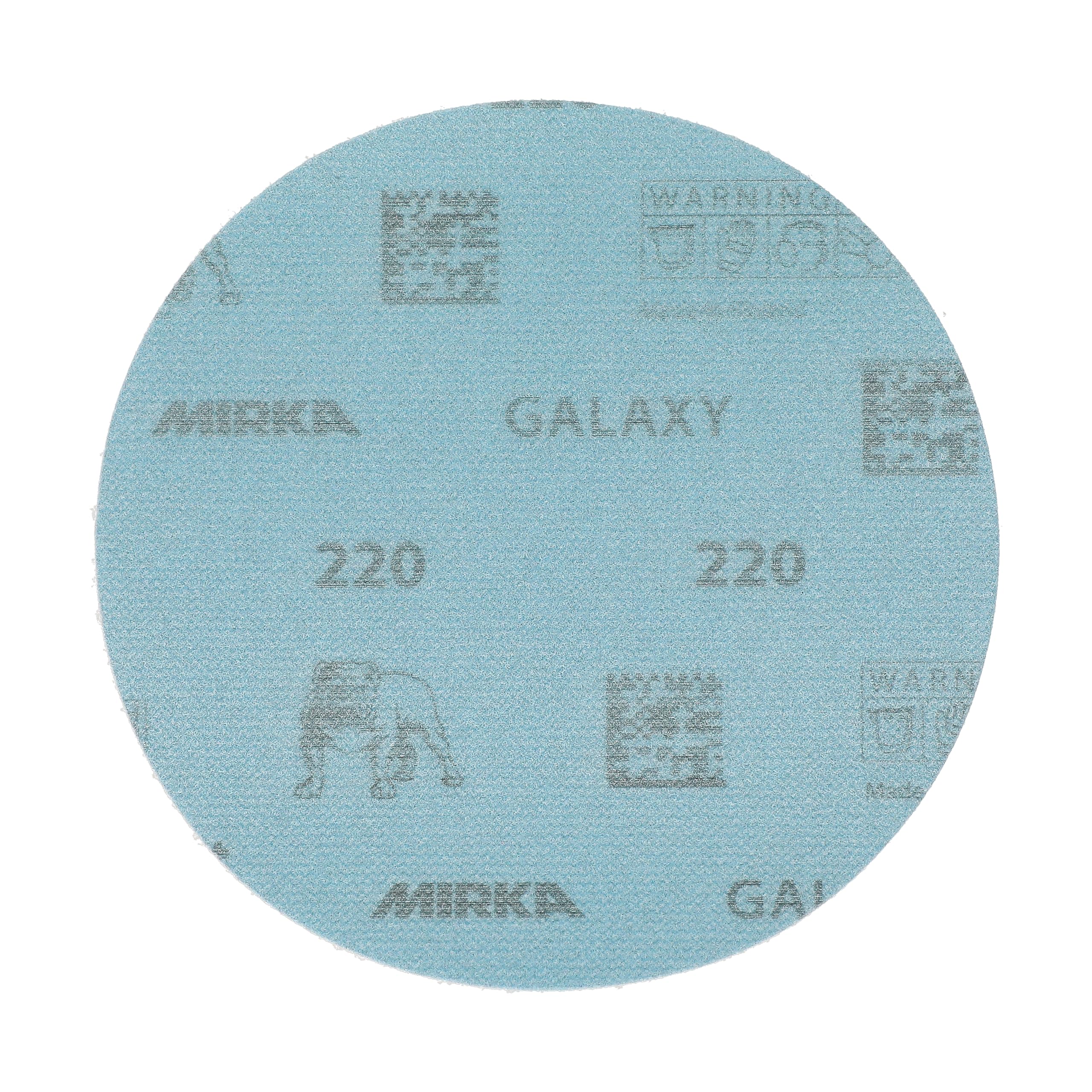 Mirka GalaxySandpaper - Carta abrasiva da 125 mm, grana 220, 50 dischi/confezione, con gancio e anello, abrasiva di alta qualità per resina epossidica, legno, metallo, tecnologia anti-intasamento e
