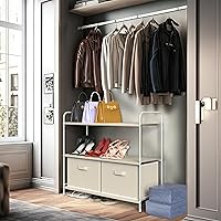 Vista 2 de Simple Houseware Almacenamiento de armario de 3 niveles con 2 cajones, color beige