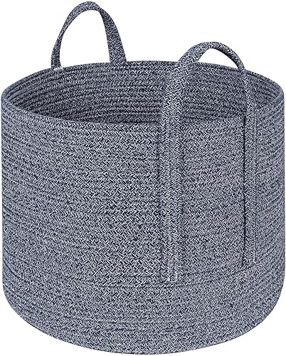 Miniatura 4 de CubesLand Cesta de lavandería para lavandería, cesta para manta, cesta de ropa de cuerda tejida, canasta para ropa sucia, canasta para manta para