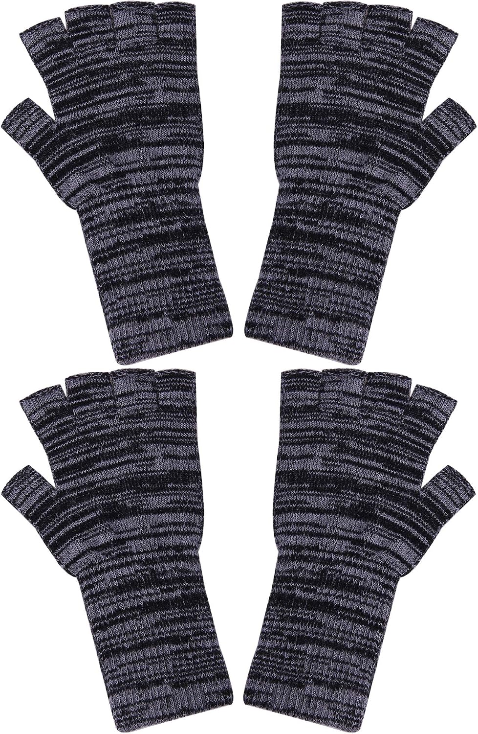 Cooraby 2 Pairs Unisex Half Finger Gloves Winter Stretchy Knit Fingerless Typing Gloves