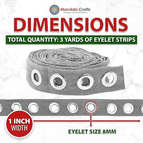 Miniatura 63 de Mandala Crafts The Yard - Cinta de ojales de color azul marino para corsé de ropa, 3 yardas de 0.315 in, cinta de ojales de acero inoxidable Cinta