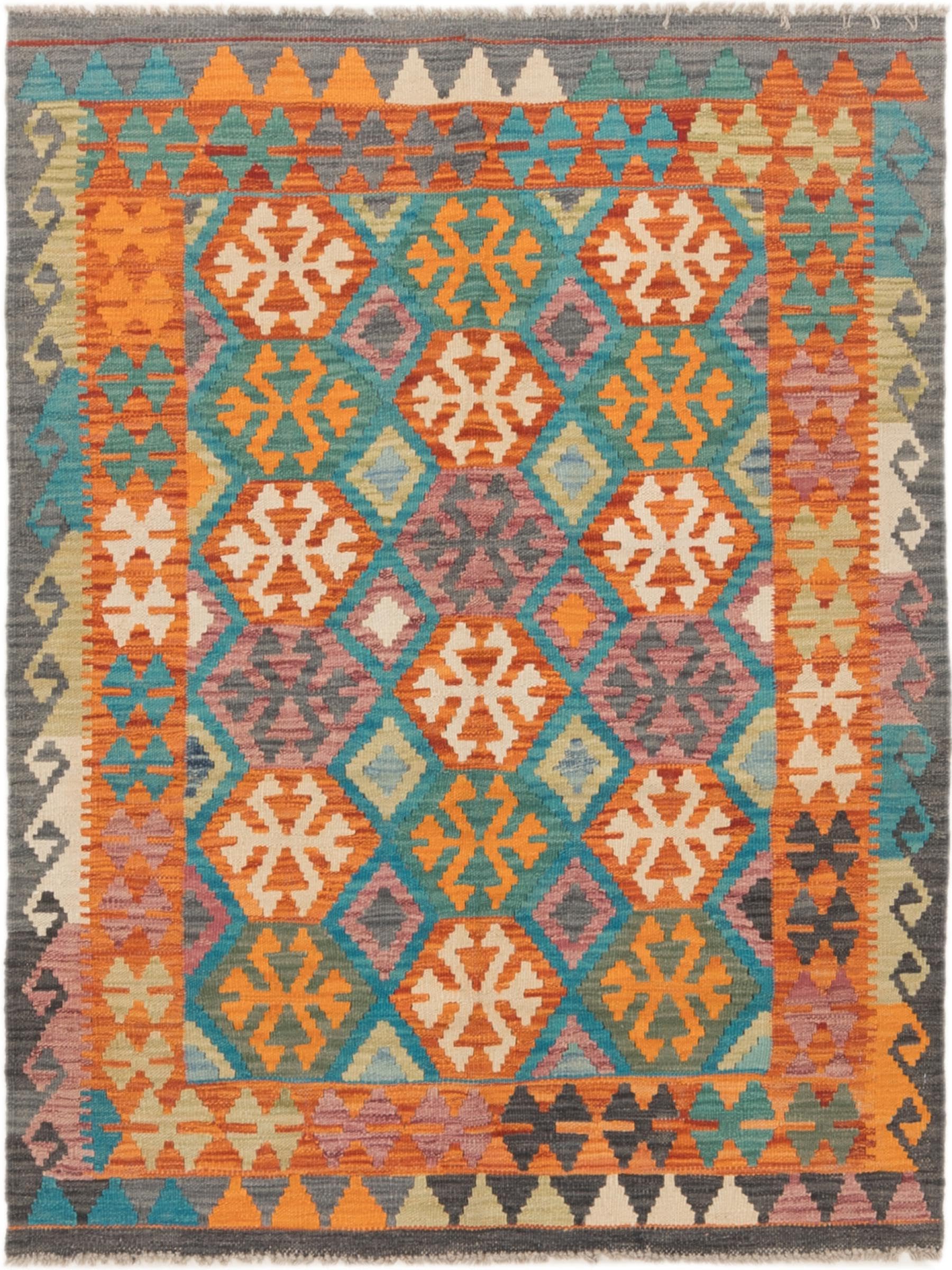 Tapis d'orient Kilim Afghan 111x144 tapis laine tissé main authentique