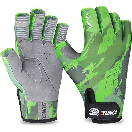 Amazon ランケル Runcl フィッシング グローブ アウトドア 釣り 手袋 スポーツ 自転車 日焼け Uvカット 春 夏 秋用 5本カット グレー パープル グリーン ブルー グリーン Xxl Runcl グローブ
