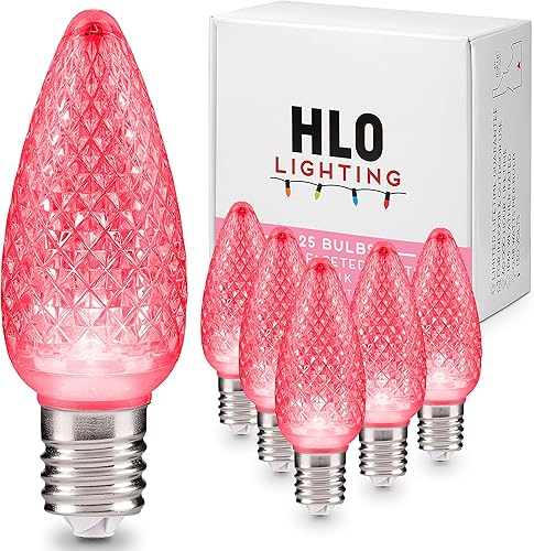 Miniatura 29 de HLO Lighting Juego de 25 bombillas LED de Navidad C9 de color blanco cálido para uso en interiores y exteriores | Bombilla de repuesto duradera Sol,