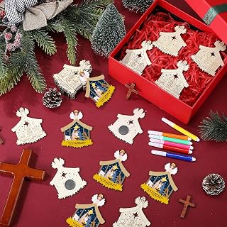 30 Pcs Christmas Christian DIY Wooden Magnets to Paint Nativity Crafts, Jesus Magnets for Fridge DIY Nativity Set for Holy Night Party Favor Advent Xmas Decor Religious
