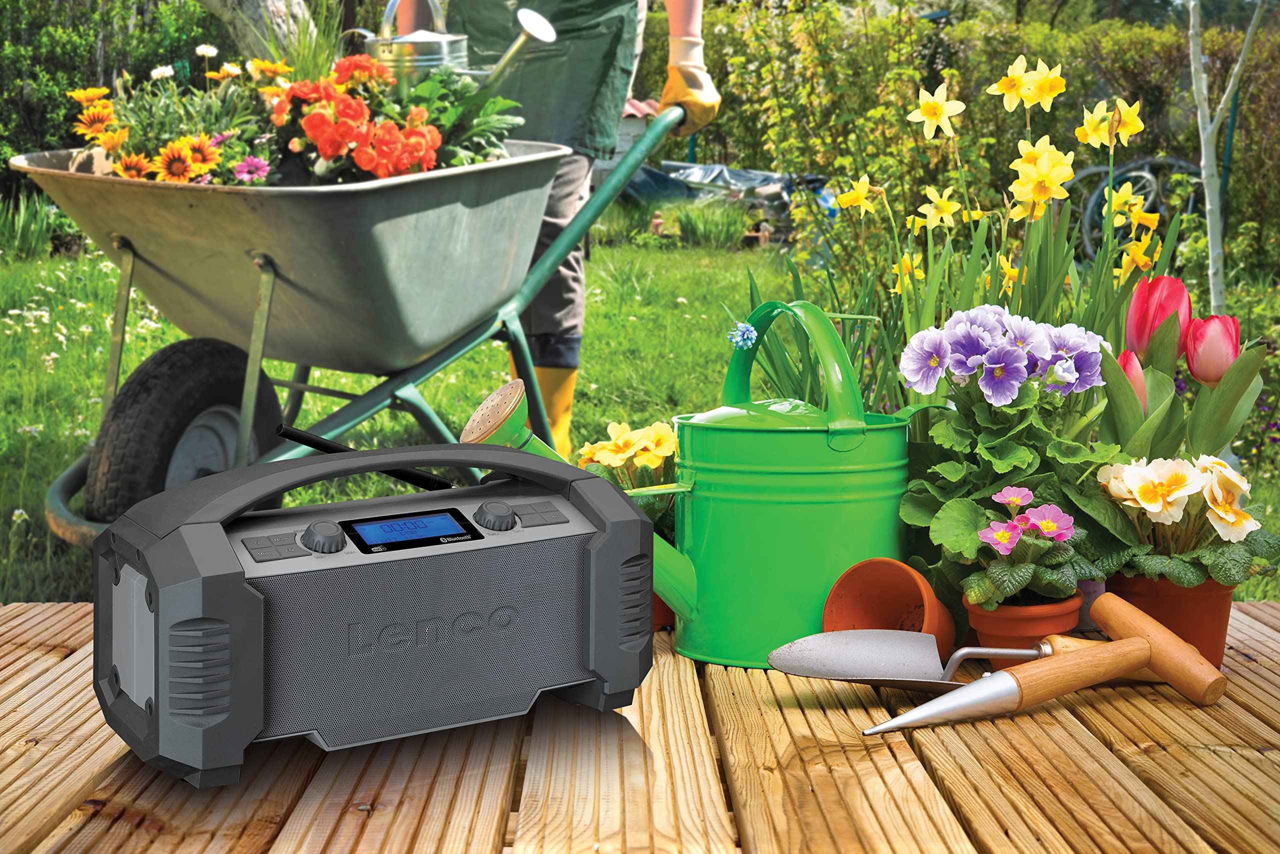 Lenco ODR-150 Radio de Chantier Dab+ - Bluetooth 5.0, récepteur FM IP54, étanche - 15 W -Batterie RMS - avec Chargeur - AUX-in - USB - 2500 mAh - Gris