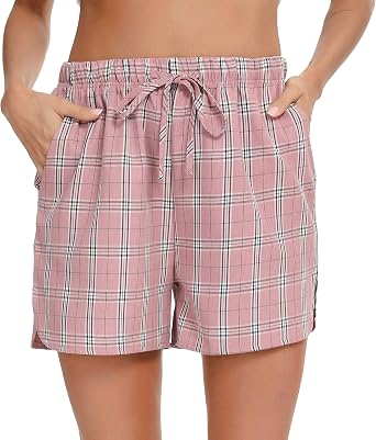 Amazon.com: Lovasy Pantalones cortos de pijama para mujer, suaves, a cuadros,  pantalones cortos de algodón con bolsillos : Ropa, Zapatos y Joyería