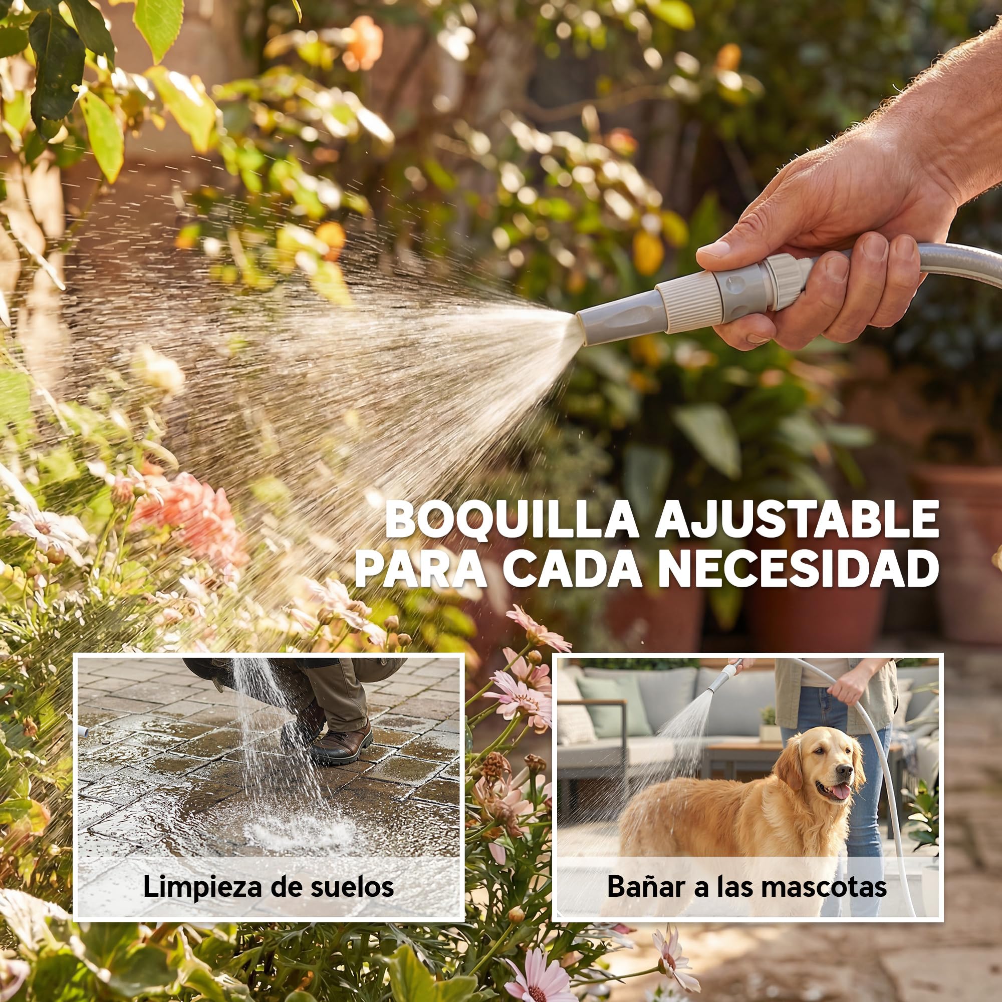 Outsunny Enrollador de Manguera para Jardín 10+1 m con Boquilla de 2 Modos, Carrete de Manguera de Jardín de Pared con Bloqueo Automático y Retracción Controlada, Soporte Orientable 180°, Gris